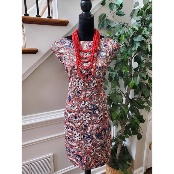 The Limited Women Multicolor Polyester Boat Neck Sleeveless Knee Length Dress 14 - Picture 8 of 12